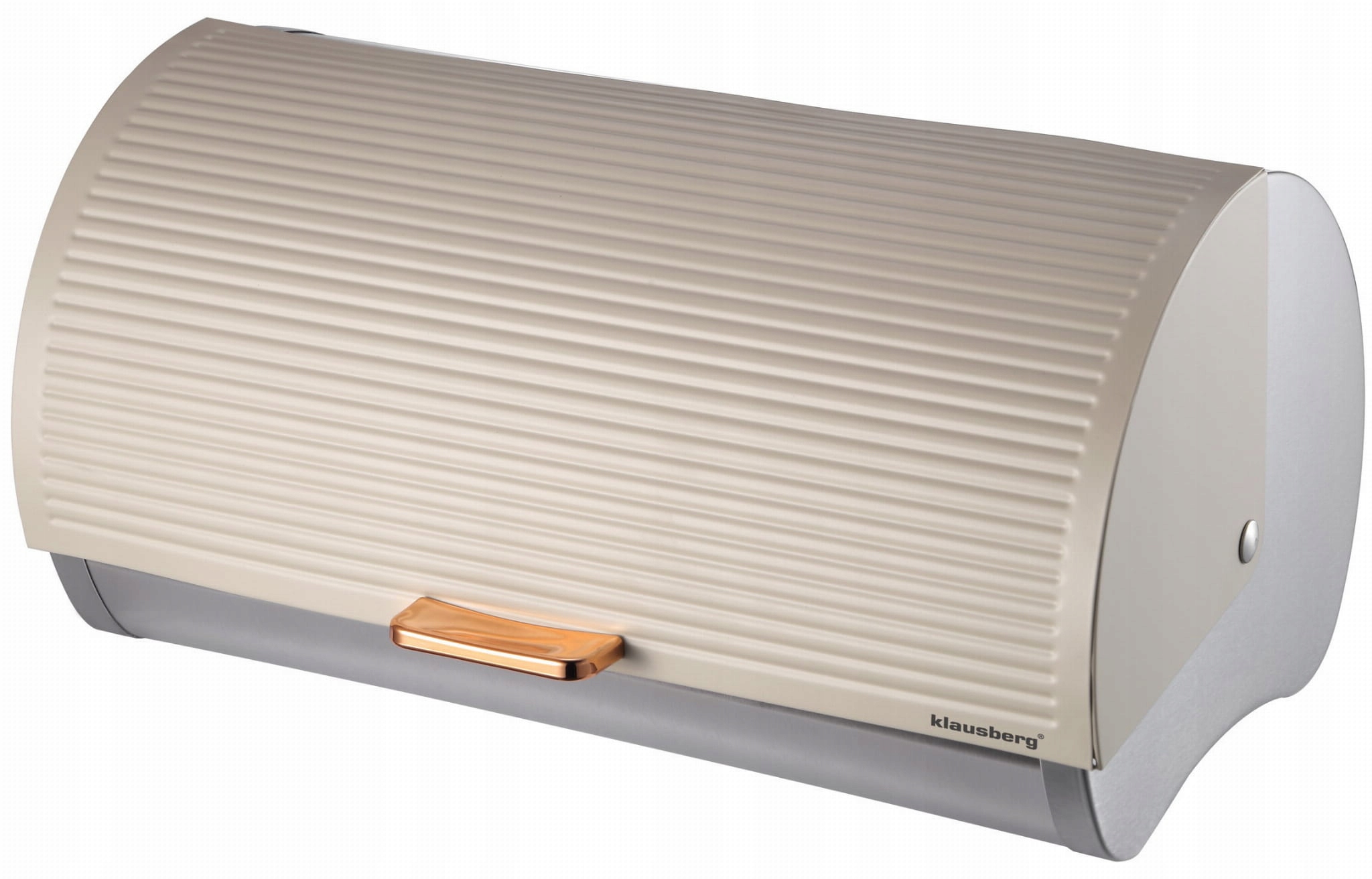 Ocelový chlebník se zlatou rukojetí, béžová barva