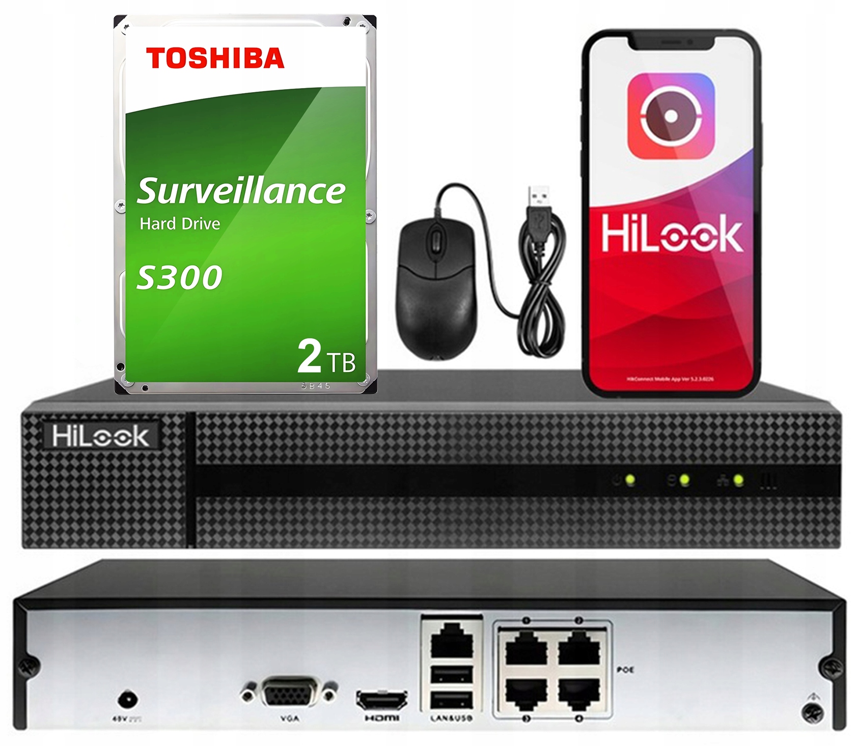 Ip rekordér s rozlíšením až 4 Mpx HiLook od Hikvision NVR-4CH-4MP/4P disk 2TB