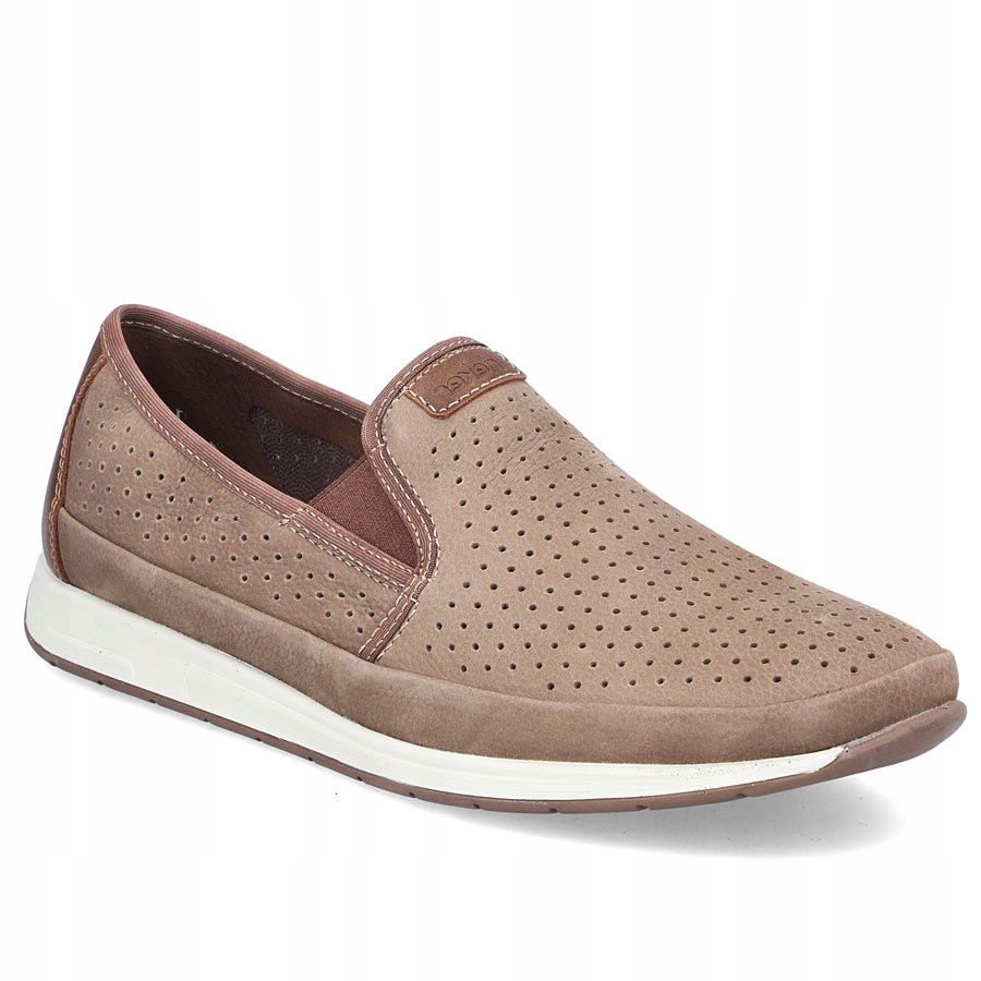 Kožené pánské ažurové polobotky mokasíny Rieker hnědé, velikost 11955-64 42