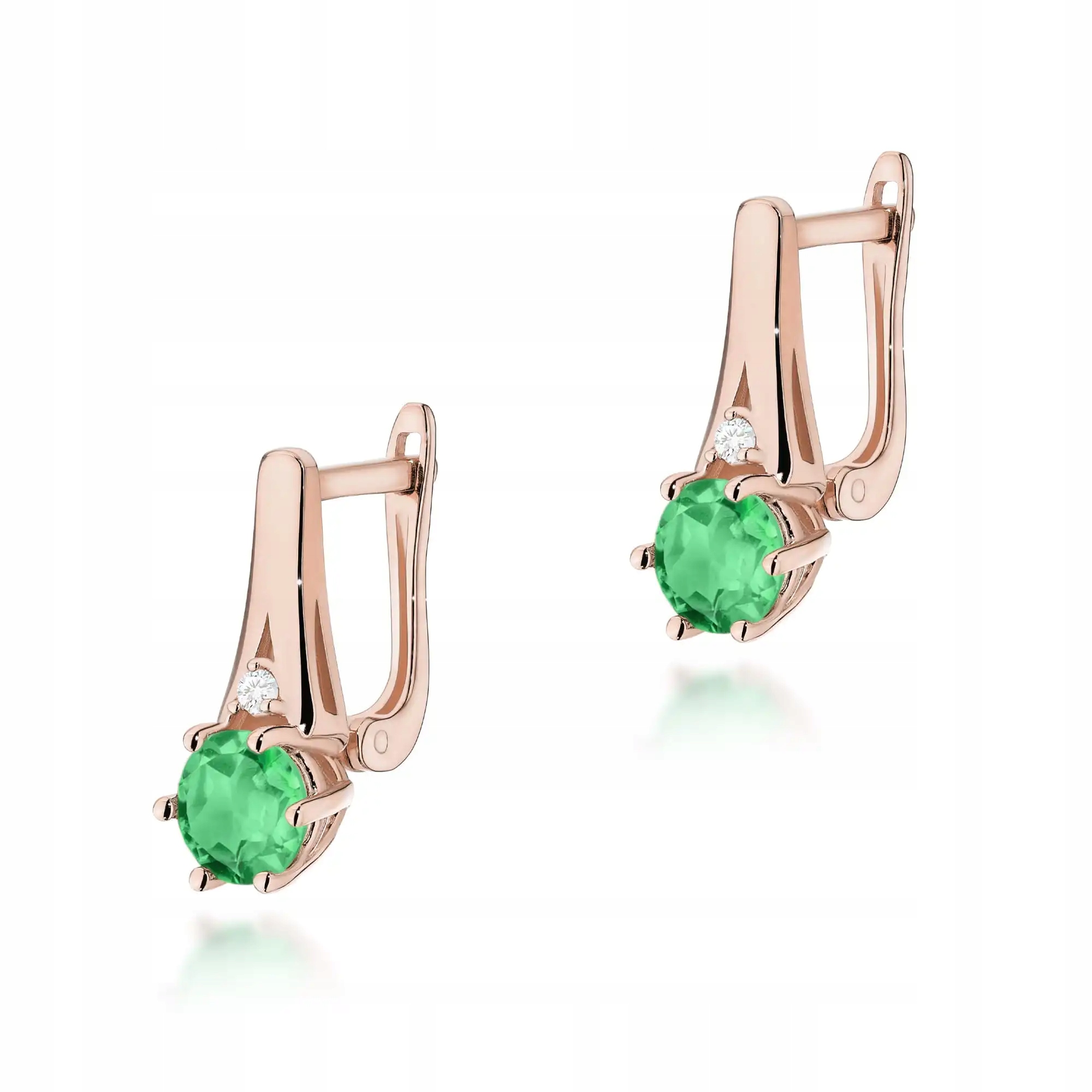Náušnice ze zlata 585 se smaragdem z růžového zlata jsou ideální jako dárek 14kt