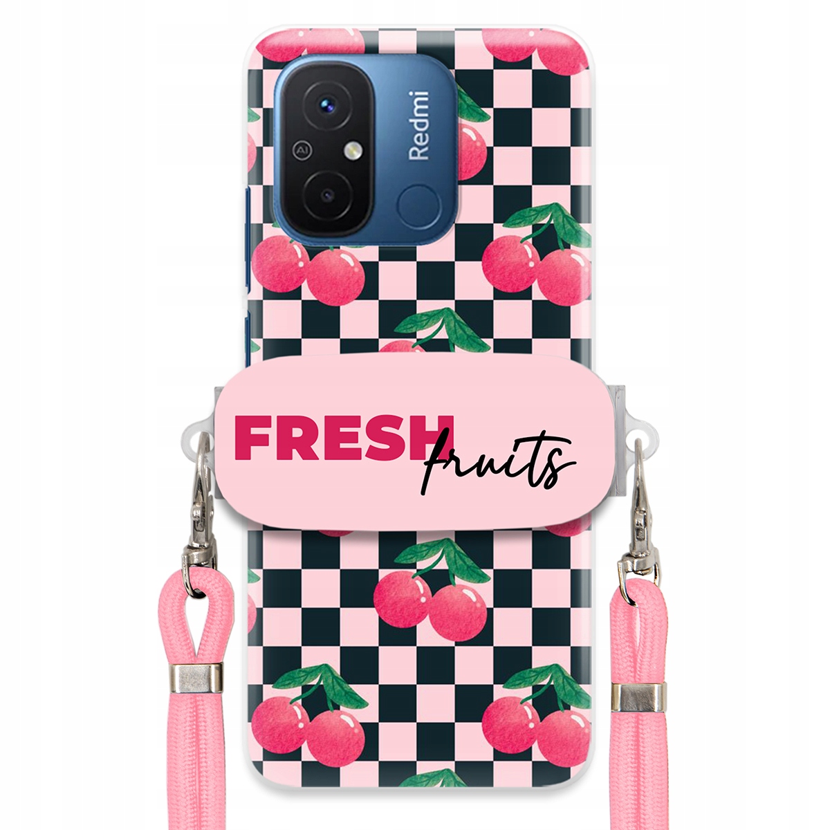 Pouzdro pro Xiaomi Redmi 11A Crossbody vodítko držák na šachovnici Fresh Fruits