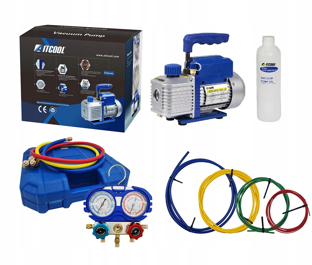 Vákuová pumpa Aitcool VP115 Manometre Aitcool R32 R410A Sada tyčí