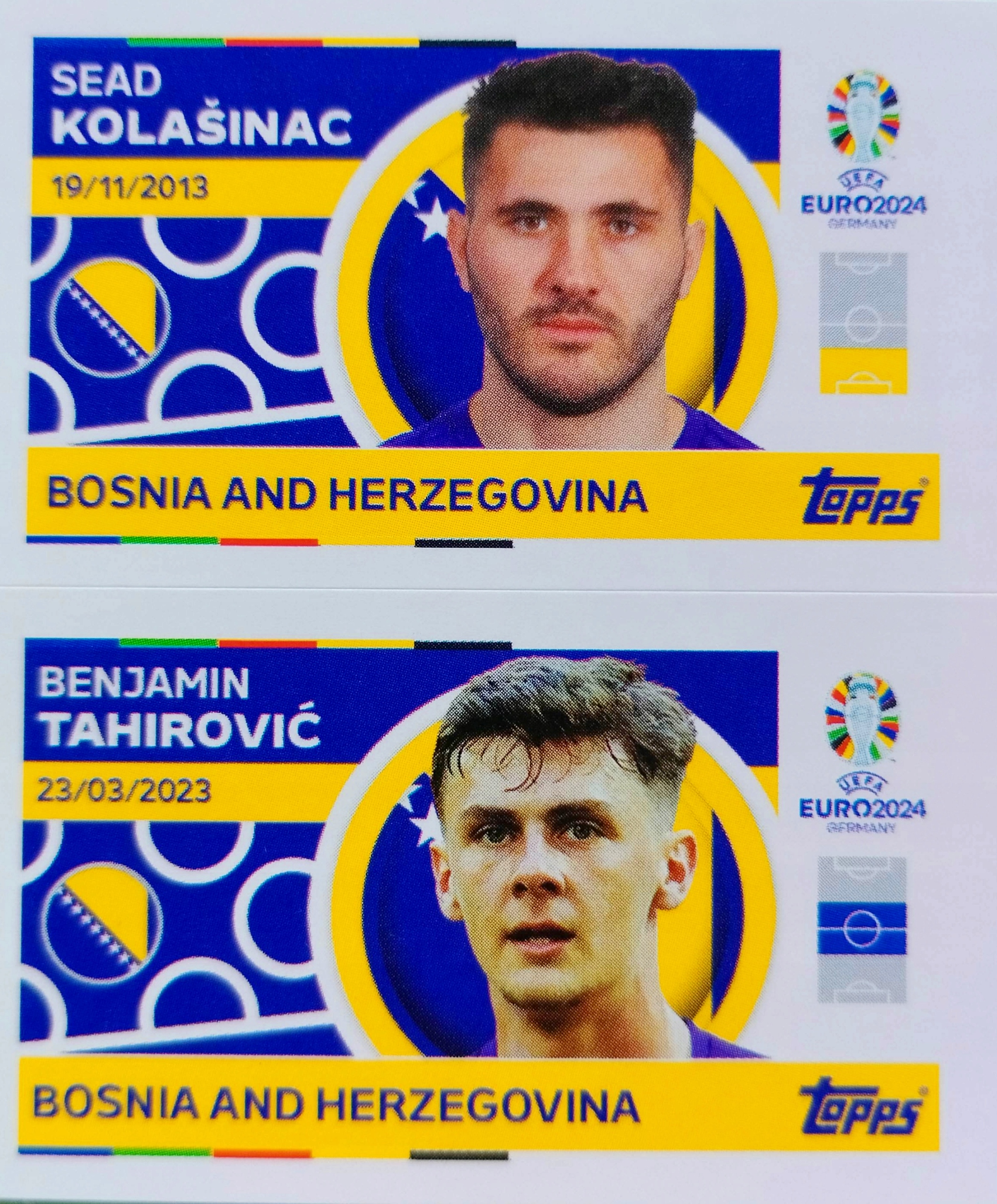 Euro 2024 Topps Match Attax naklejka Bih 6 Kolasinac 7 Tahirovic Bośnia