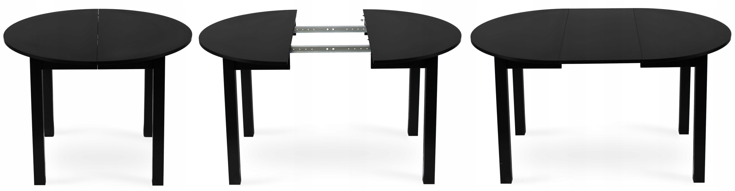 Zestaw Stół Okrągły Rozkładany i 4 Krzesła Welurowe Do Salonu Jadalni Loft Kolor korpusu stołu czarny