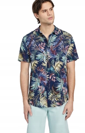 Guess Košile Casual S Krátkým Rukávem Rostlinný Vzor Límeček L Gna