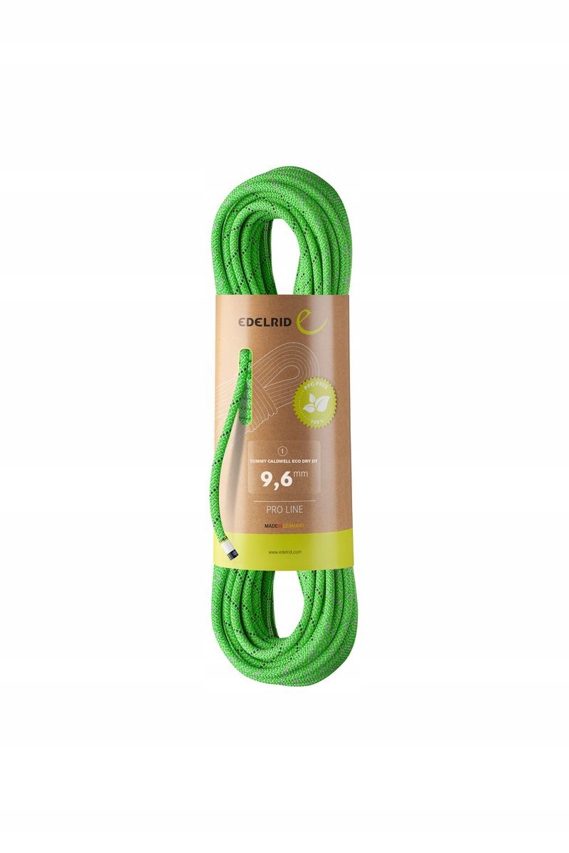 Edelrid Dynamické lano Tommy Caldwell Eco Dry Dt 9,6 mm 70 m Neonově zelená
