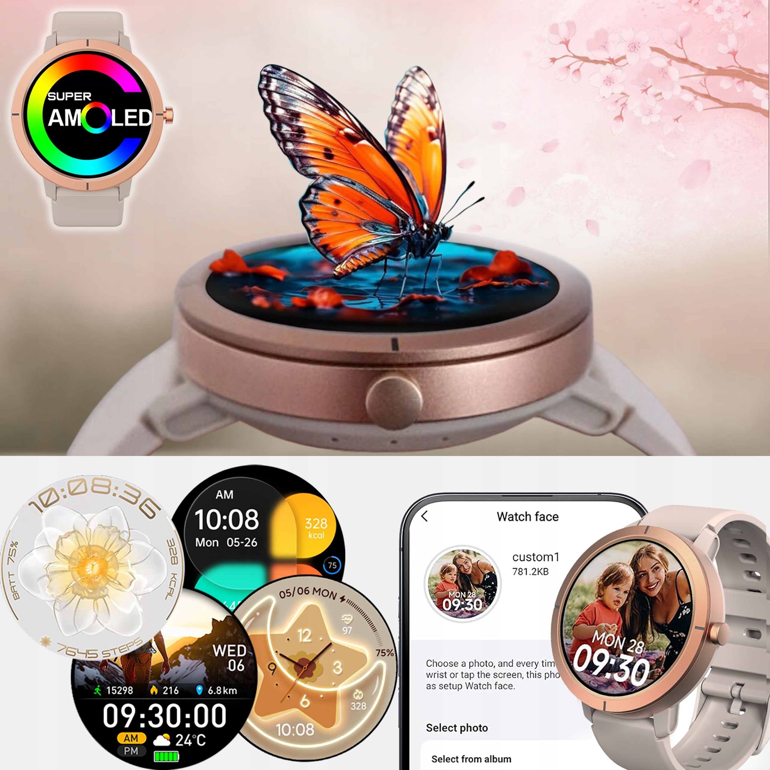 ZEGAREK DAMSKI SMARTWATCH PROVENTUS GPS AMOLED MENU PL ROZMOWY WODOODPORNY Materiał paska kauczuk