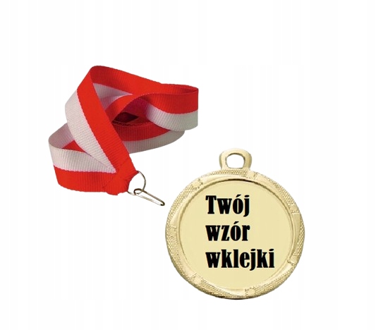 Zlaté medaile 32 mm stuha vlastní nálepka, vzor 50 kusů