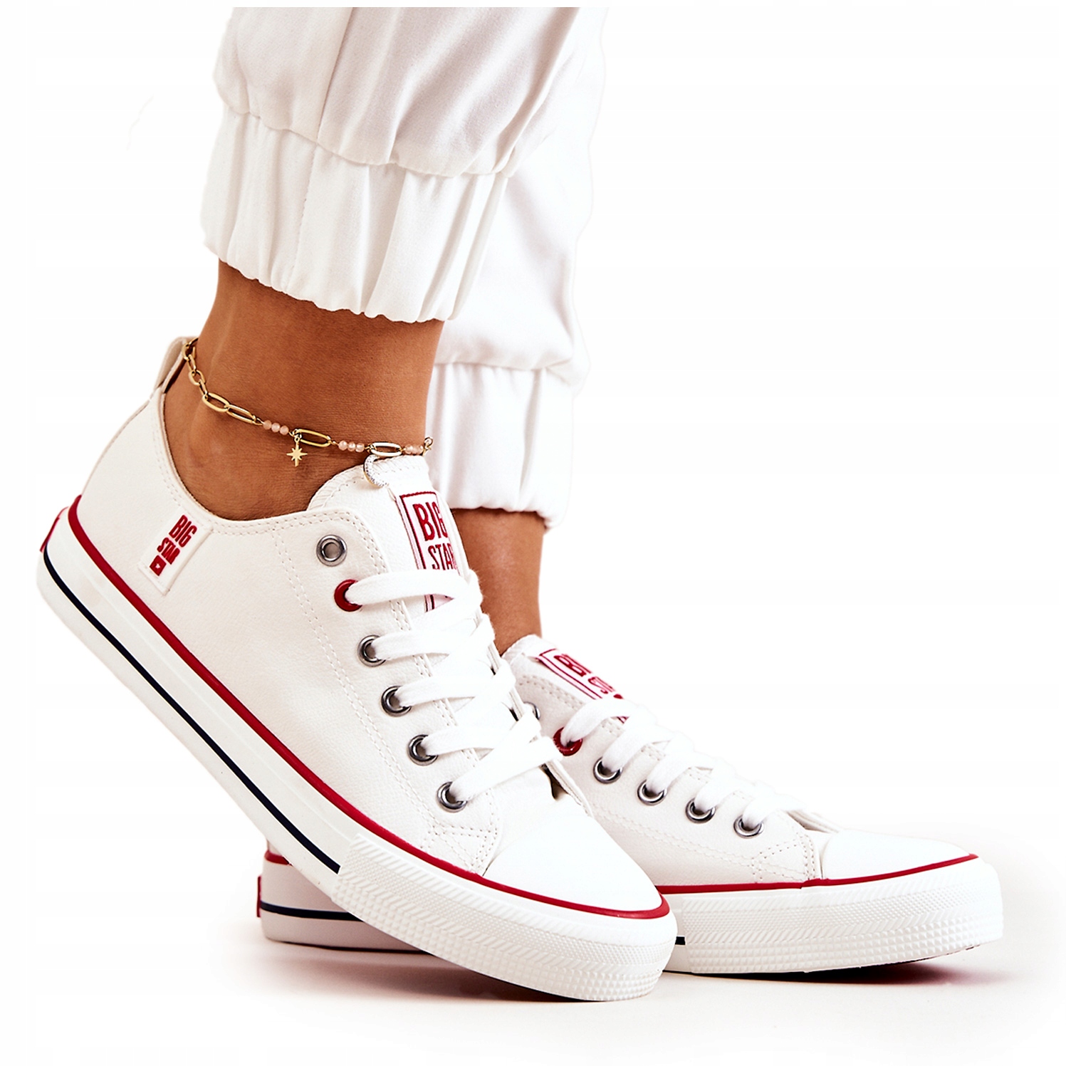 

Damskie Skóra Trampki Big Star JJ274130 Białe 37