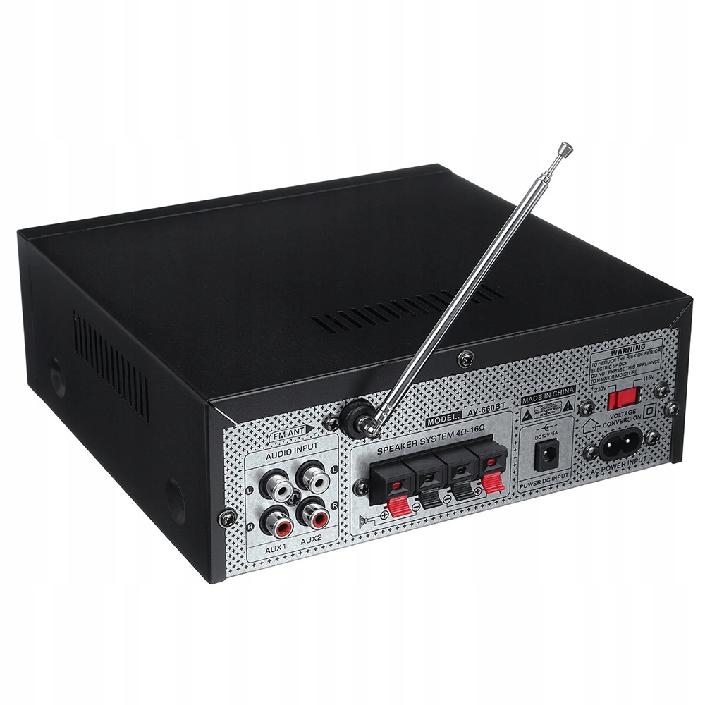 Mini Zesilovač AV-660BT Hifi Bluetooth 5.0 S Dálkovým Ovládáním