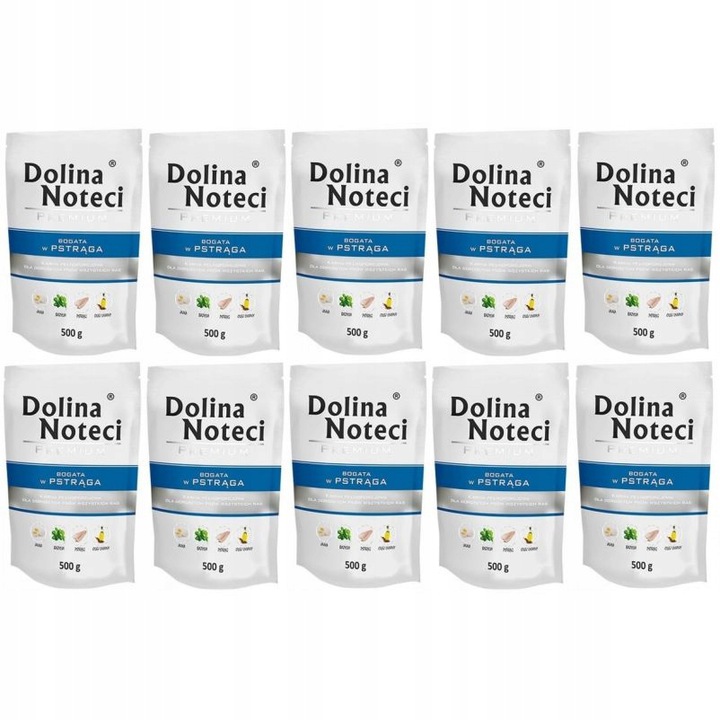 Levně Vlhké Krmivo pro psa Dolina Noteci Premium Pstruh 10x500g Bezobilné