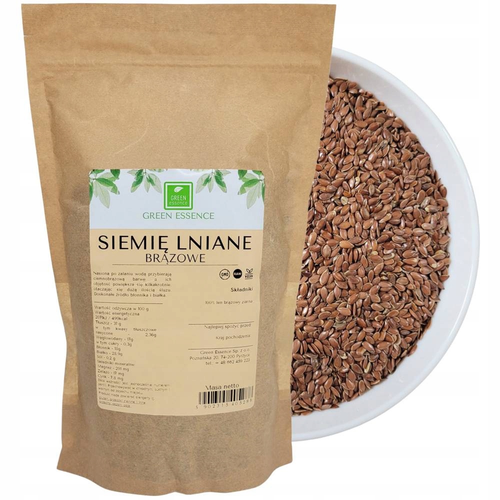 

Siemię lniane brązowe 1kg całe do mielenia Budwig