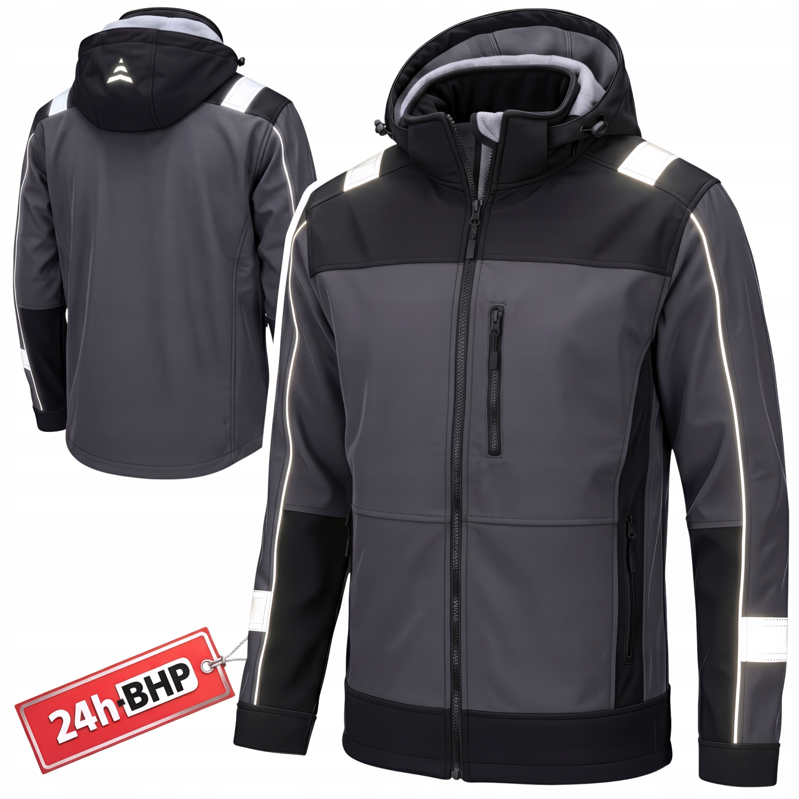 Softshell Odrazová Pracovní Bunda Bozp Pánská Voděodolná Teplá Šedá