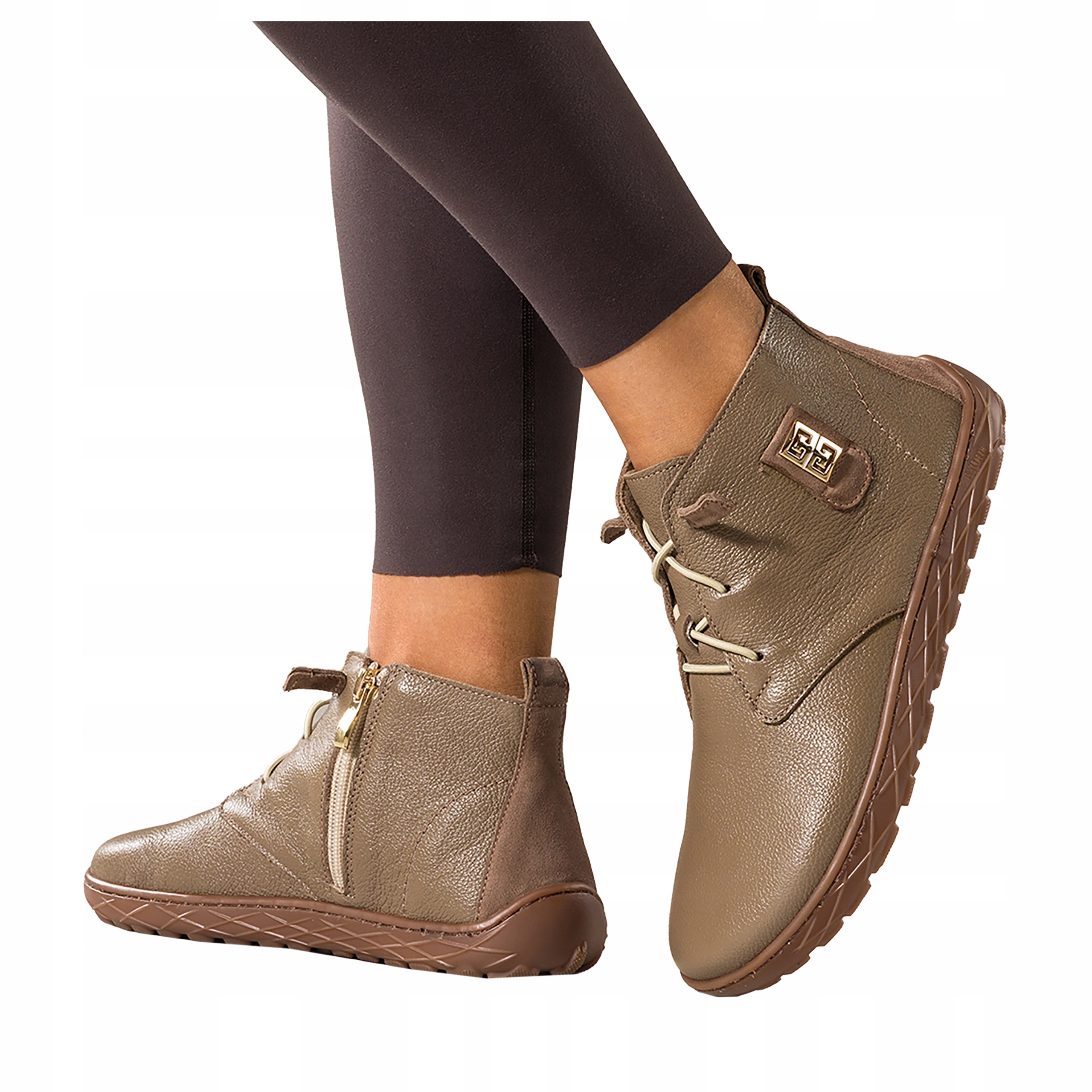 Kotníkové Boty Béžové Dámské Barefoot Široké Pohodlné Elastické Šněrovací velikost 38