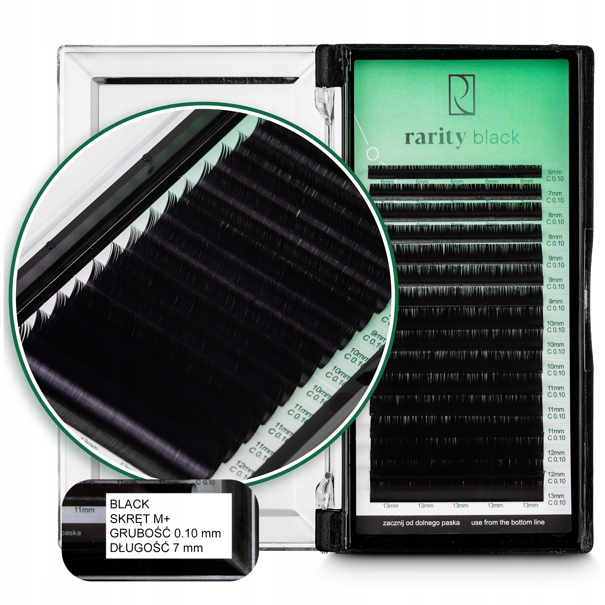 Umělé Řasy Rarity Black Lashes Černé kroucení M+ 0,10 mm 7 mm