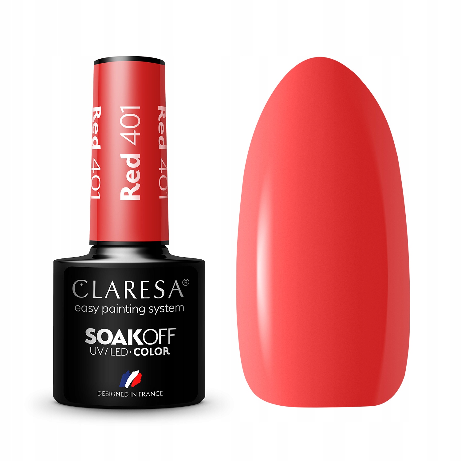 CLARESA CZERWONY LAKIER HYBRYDOWY RED 401 5ml Pojemność 5 ml