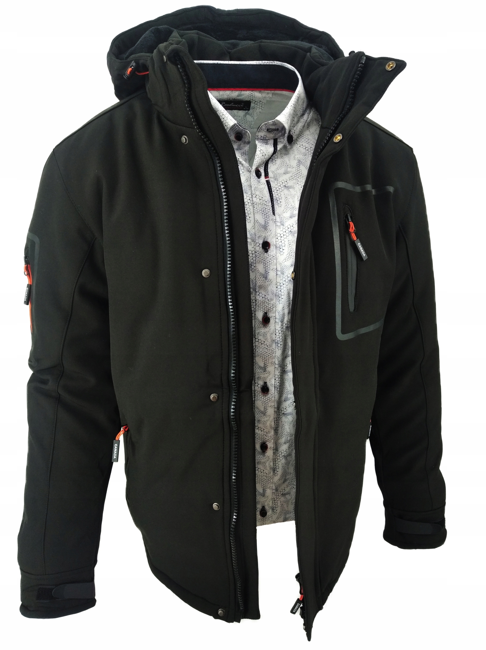 KURTKA MĘSKA ZIMOWA SOFTSHELL CZARNA CAN734 XXXL