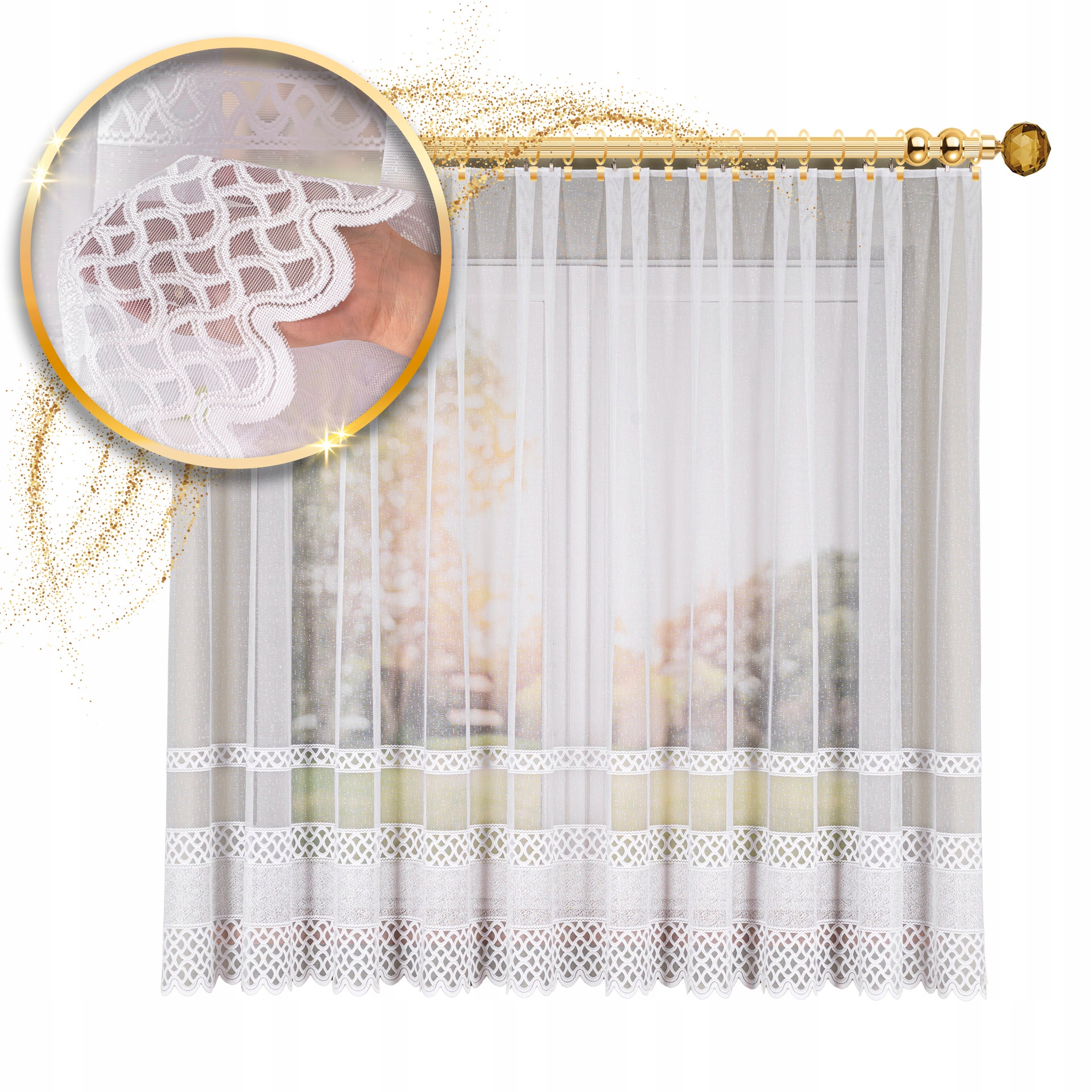 Střih 107627, vel 500x175cm, žakárová záclona , rovná (s lemem)