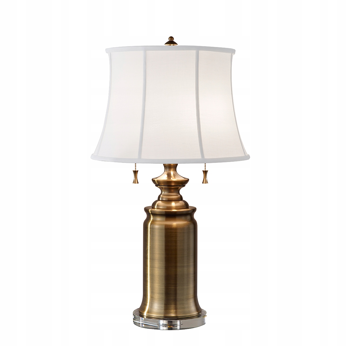 Klasická mosadzná stolová lampa s bielym tienidlom 68 cm do spálne Feiss