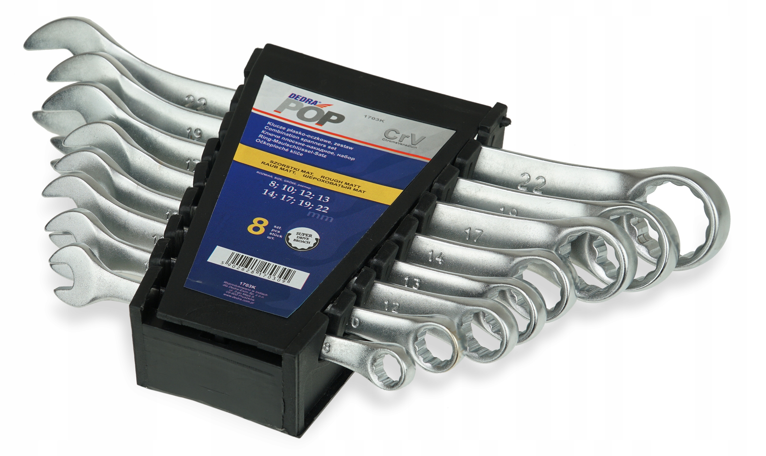 

Klucze płasko-oczkowe Dedra 1703K zestaw 8-22mm