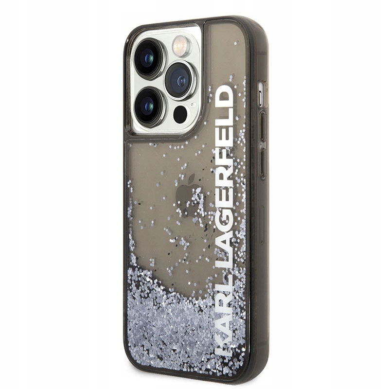 Tekuté třpytivé průhledné pouzdro s prodlouženým logem Karl Lagerfeld Pouzdro iPhone