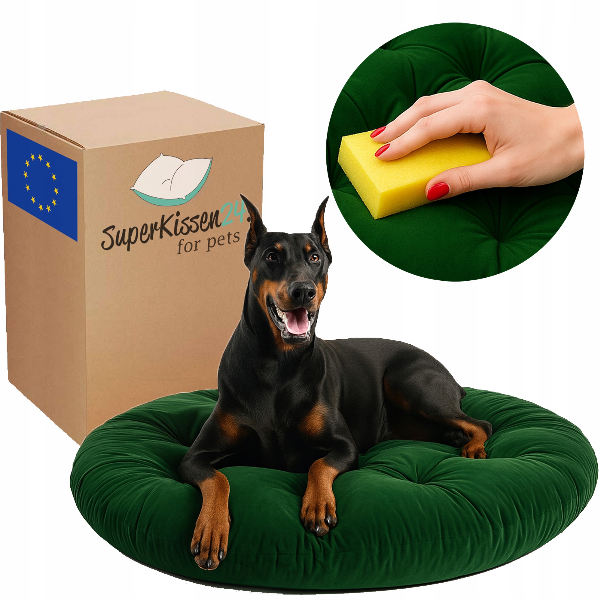 Levně Pelíšek pro psa polštář Sametové pohodlné potah polštář Kokon Zelený