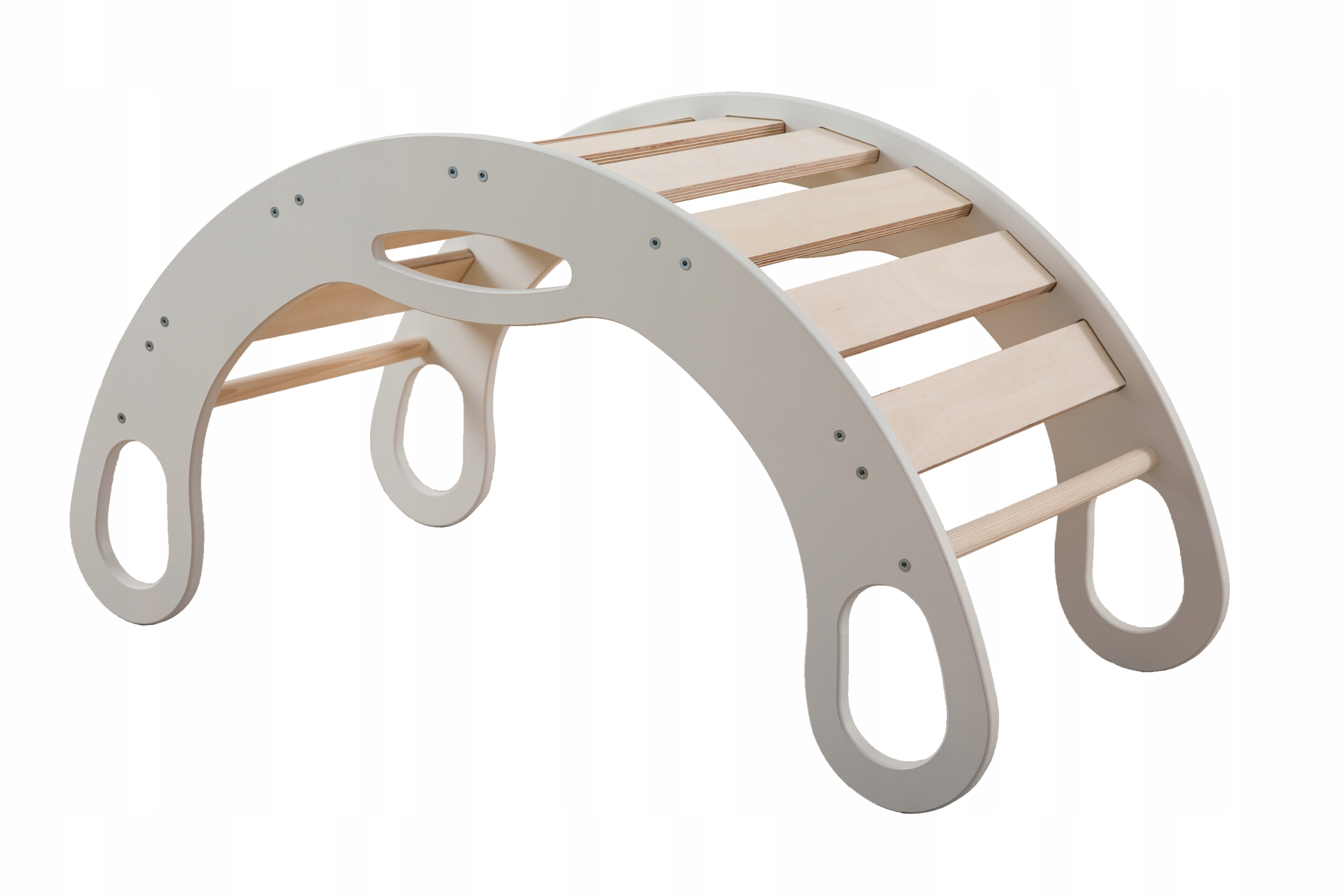 Bujak Montessori drewniany bujaczek- plac zabaw kolor biały