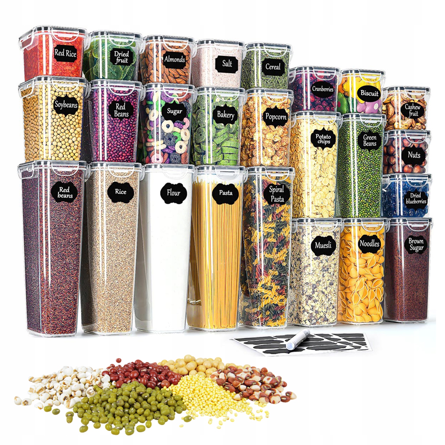 Transparentní Kuchyňské Nádoby 25 Kusů Na Sypké Výrobky A Koření