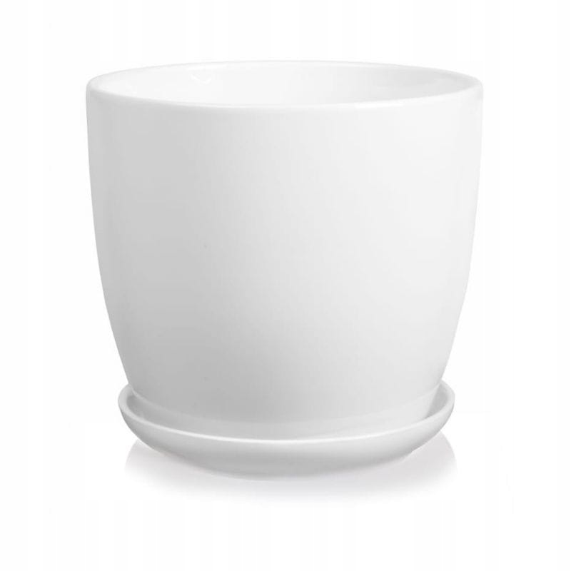 

Biała doniczka ceramiczna z podstawką 20 cm