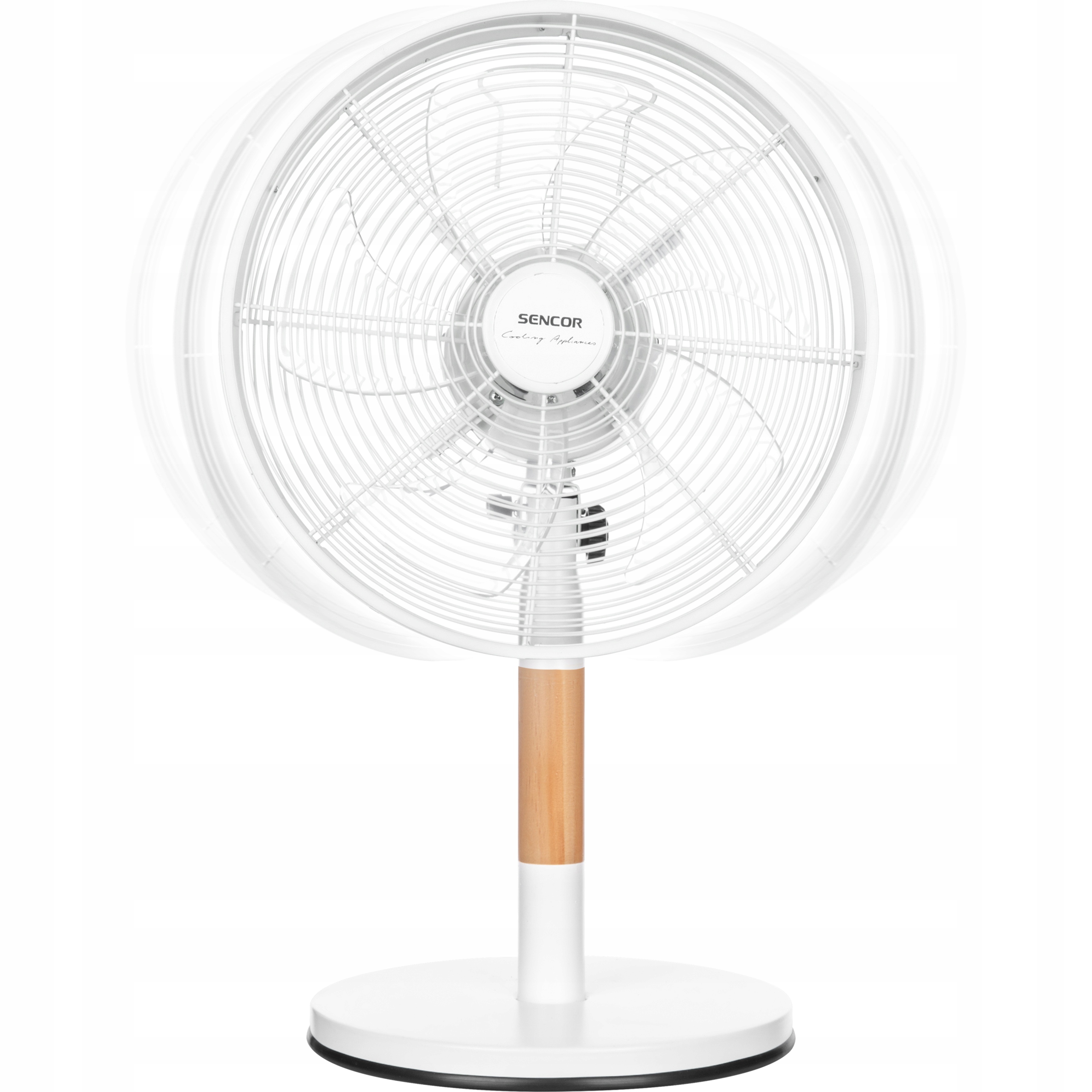 Mały wentylator biurkowy wiatrak stojący 35W 3 tryby metal Sencor SFE3080WH
