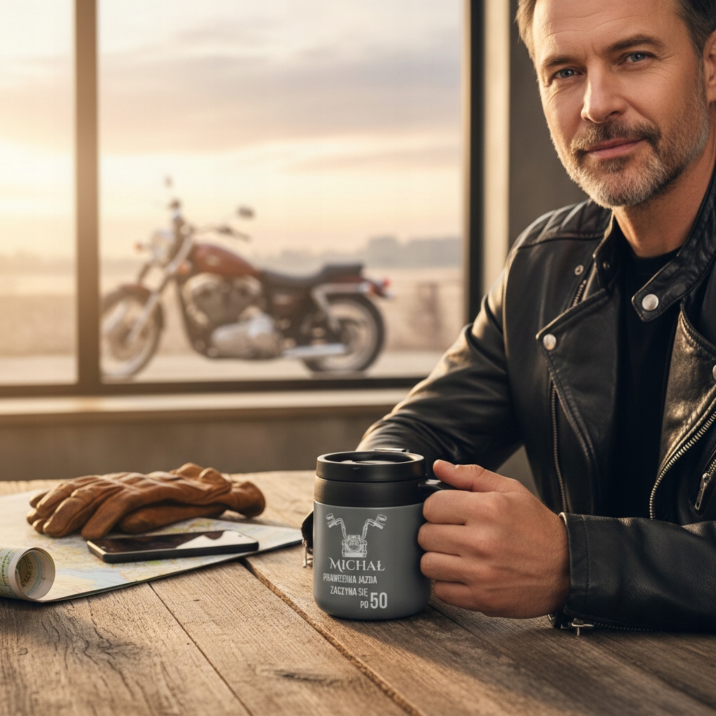 KUBEK TERMICZNY Z RĄCZKĄ GRAWER PERSONALIZOWANY! Marka Voyager
