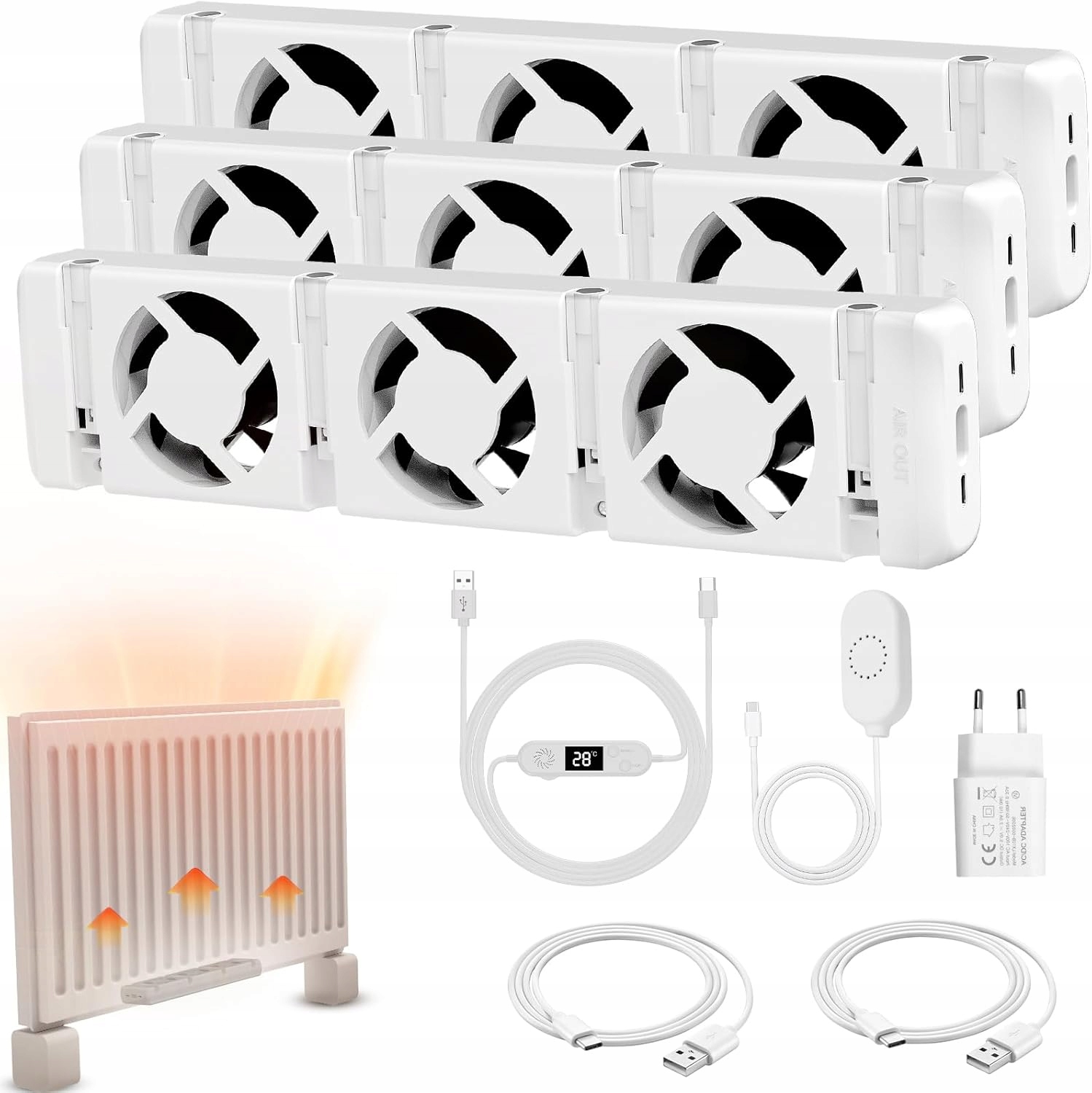 Vykurovací ventilátor do radiátora regulácia rýchlosti tichý 3 ks