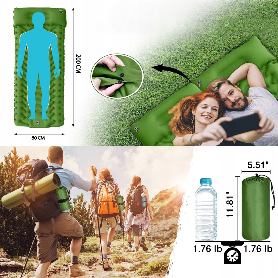 MATA SAMOPOMPUJĄCA KARIMATA 200x70x10CM Z PODUSZKĄ Marka inna marka