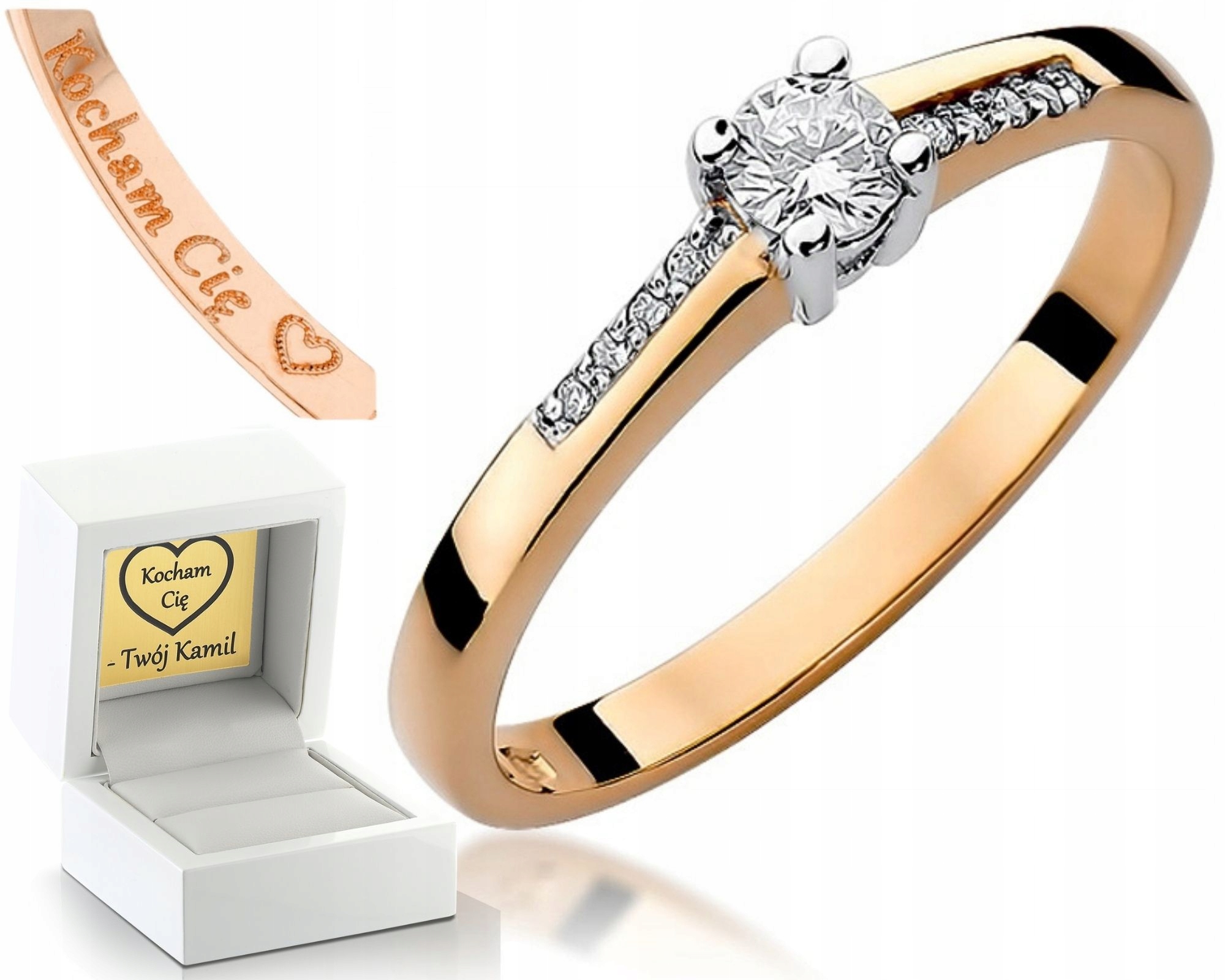 Růžové Zlato Prstýnek S Brilianty 0,19 Ct Zásnubní Obchod Pro Ženu