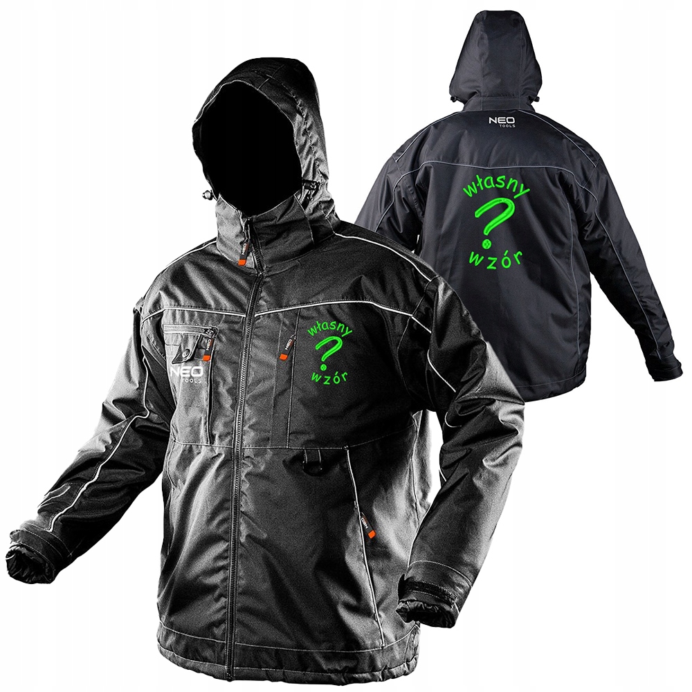 Černá zimní pracovní bunda Oxford Neo Tools s výšivkou vlastního vzoru