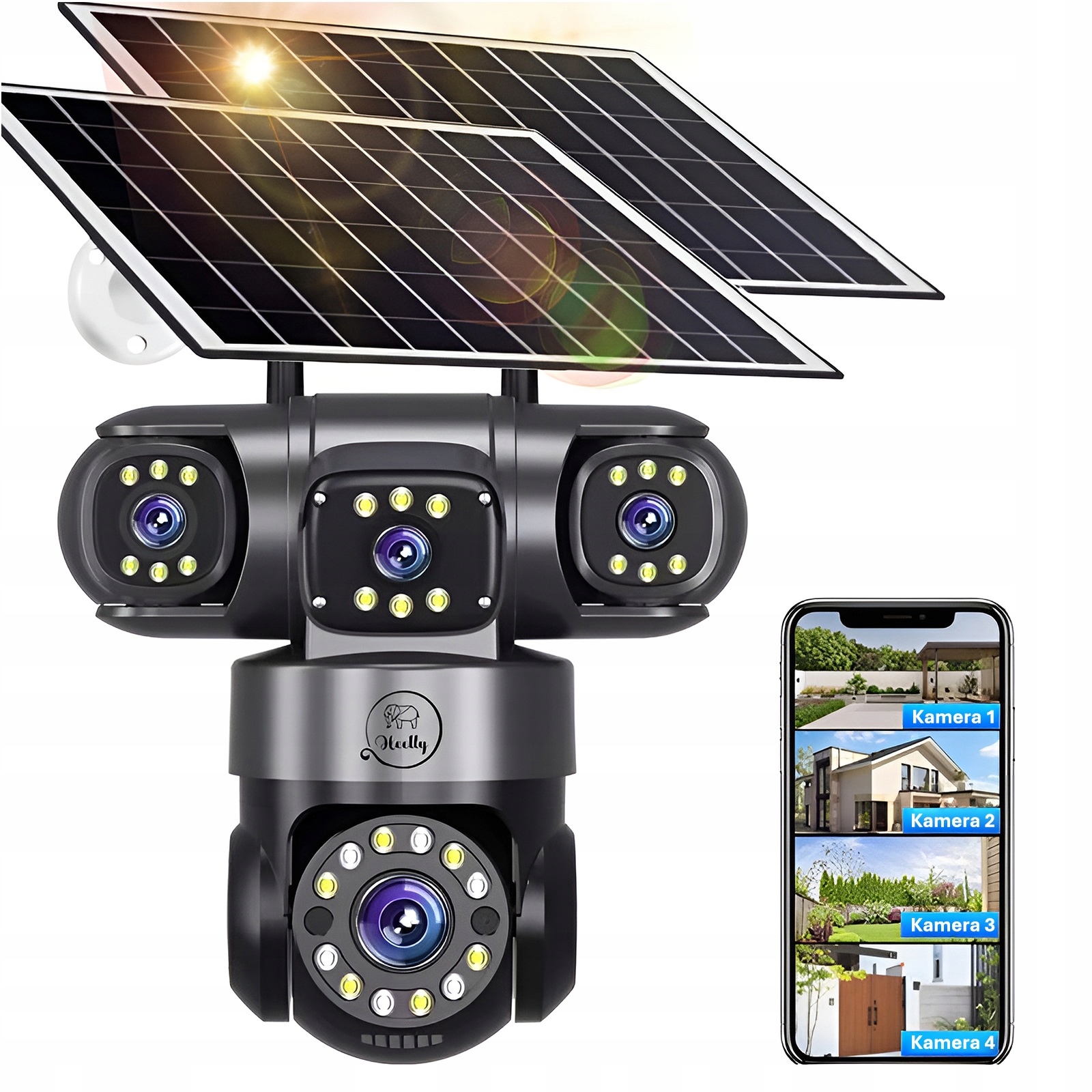 KAMERA SOLARNA 4G ZEWNĘTRZNA CZTERY OBIEKTYWY HD 4X4MP AOV SIM LTE HEELLY