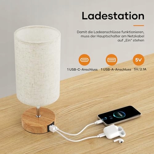 SURIIGHT LAMPKA NOCNA DOTYKOWA Z USB A C OŚWIETLENIE LED Z ŻARÓWKĄ — miniatura 4
