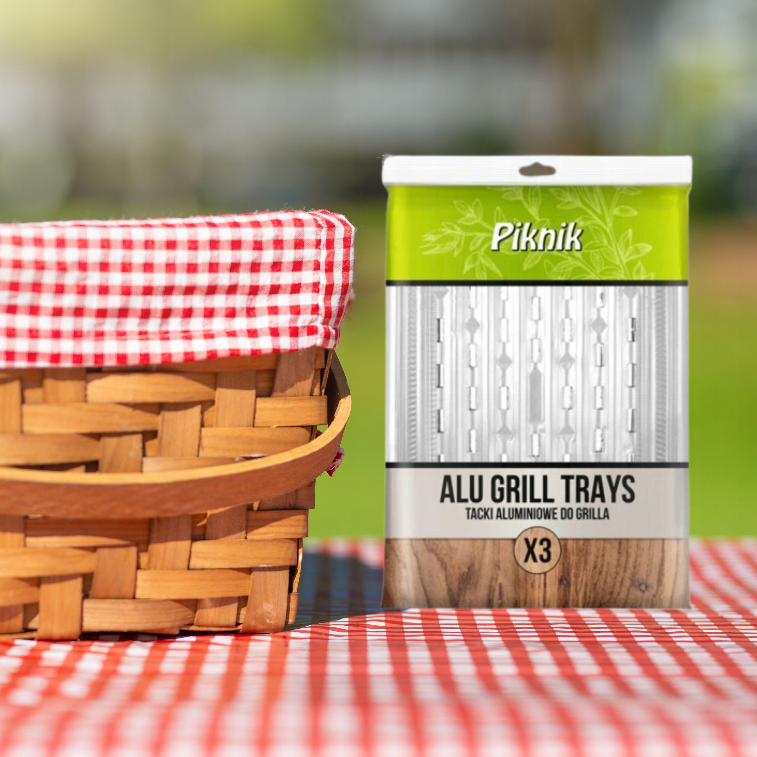 AKU TACKI DO GRILLA DUŻE PROSTOKĄTNE ALUMINIOWE 34x22CM 3 SZT. Producent Piknik