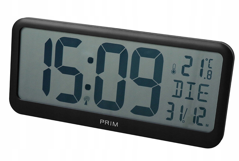 Veľký, Čitateľný Budík S Rádiovým Ovládaním Prim E01.4298.90 Teplomer