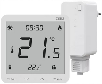 Tech Izbový Regulátor Bezdrôtový, Batériový, Nástenný T-3.2, Biely