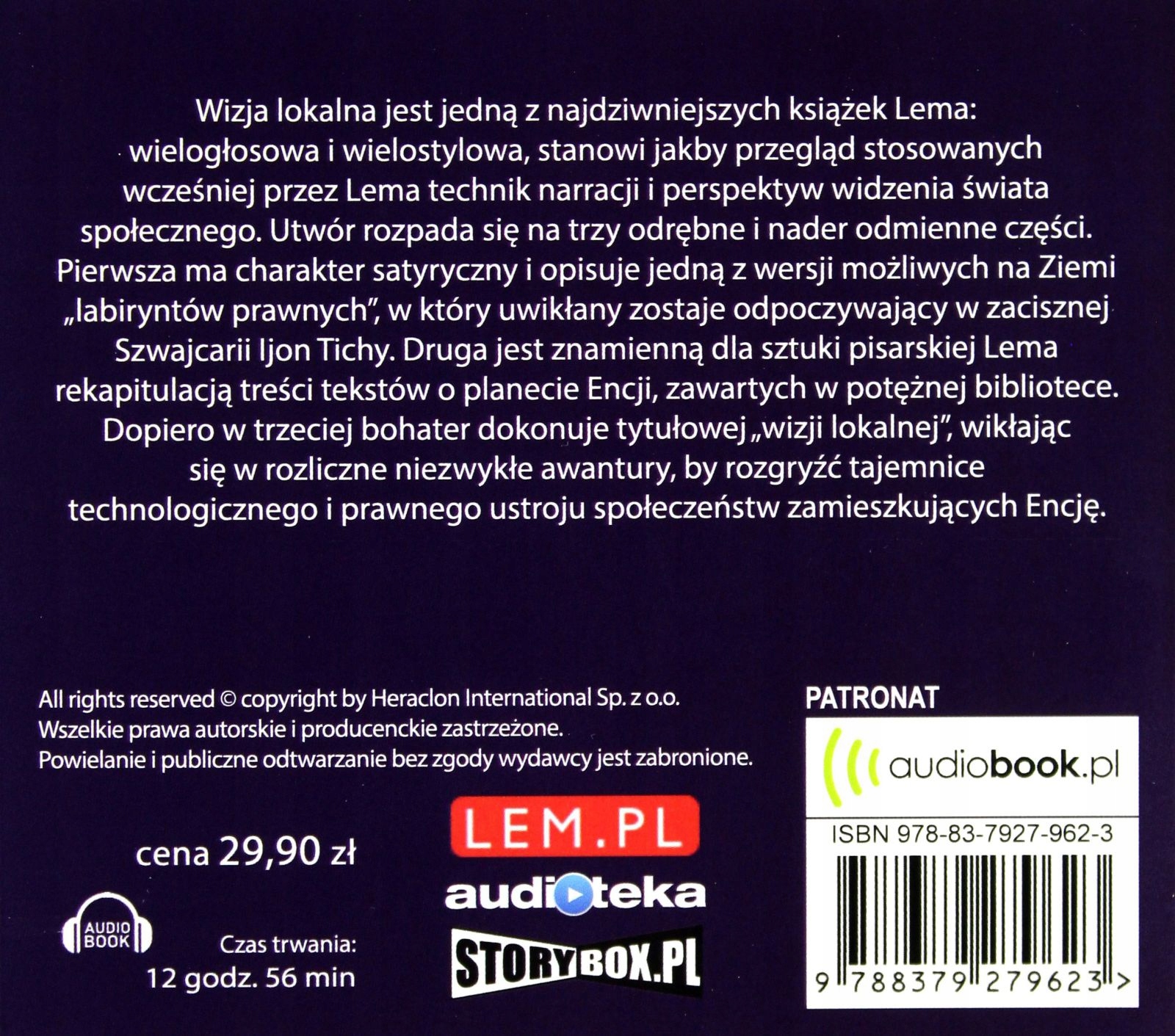 WIZJA LOKALNA - STANISŁAW LEM (AUDIOBOOK) Rok wydania 2017