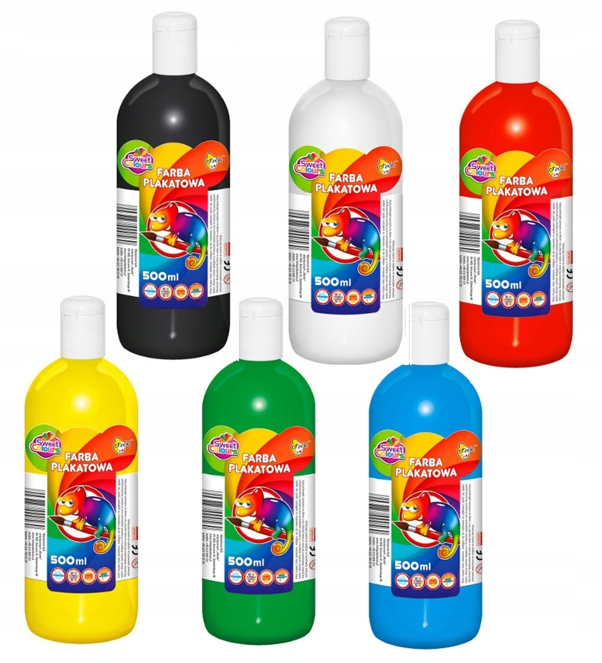 

Farba szkolna plakatowa 6 x 500 ml zestaw