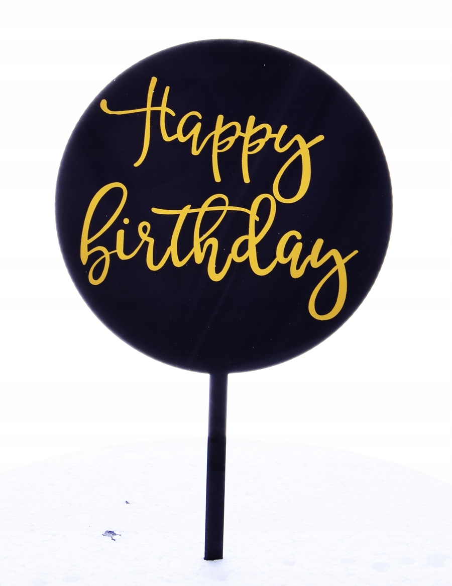 

Topper akrylowy Koło Happy Birthday Czarny