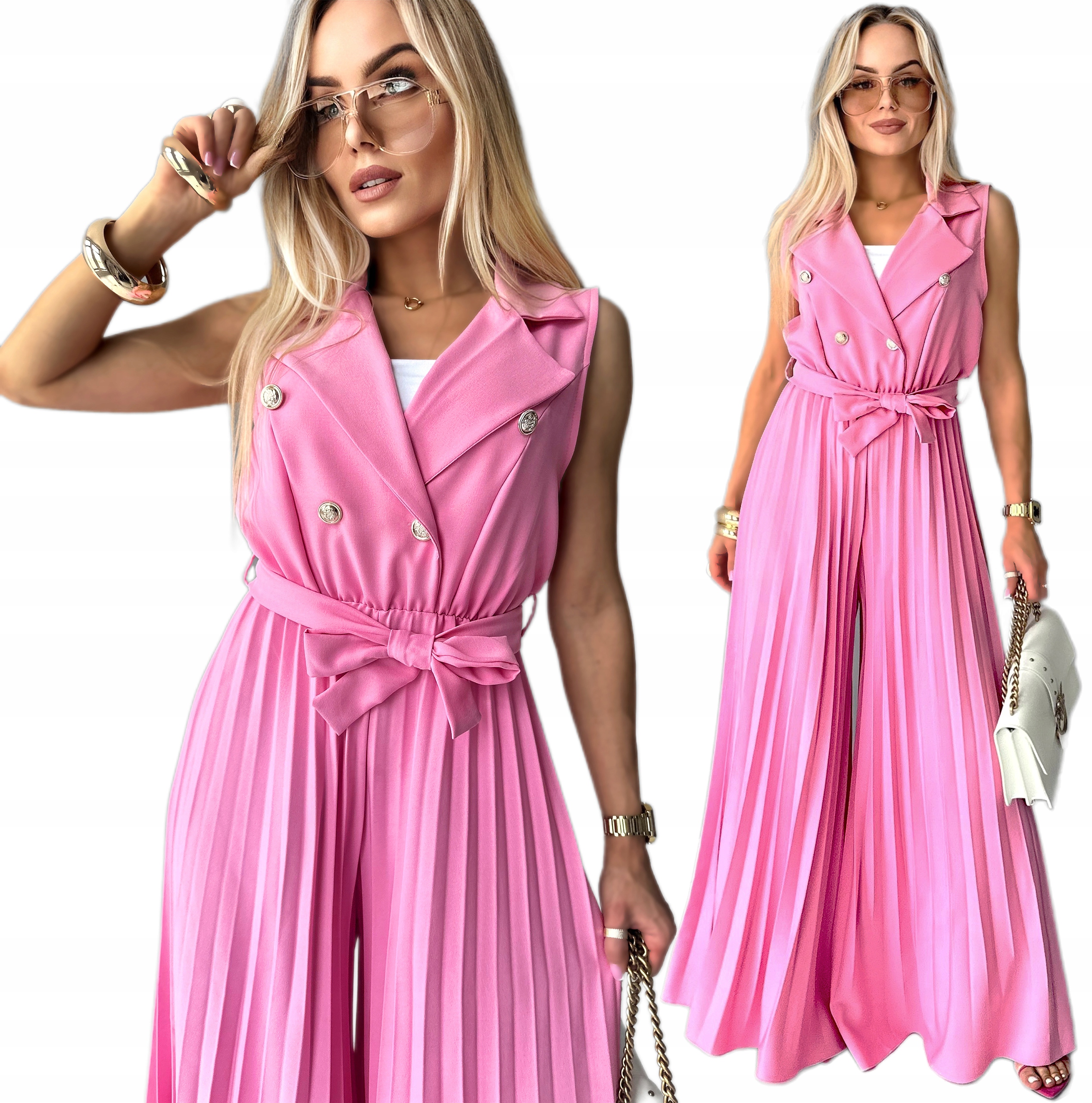 Elegantní Kombinéza Dámský zavinovací výstřih plisované kalhoty svatební hostina KO1G