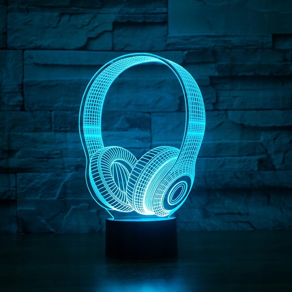 Lampka nocna 3D LED SŁUCHAWKI USB + PILOT RGB Marka bez marki