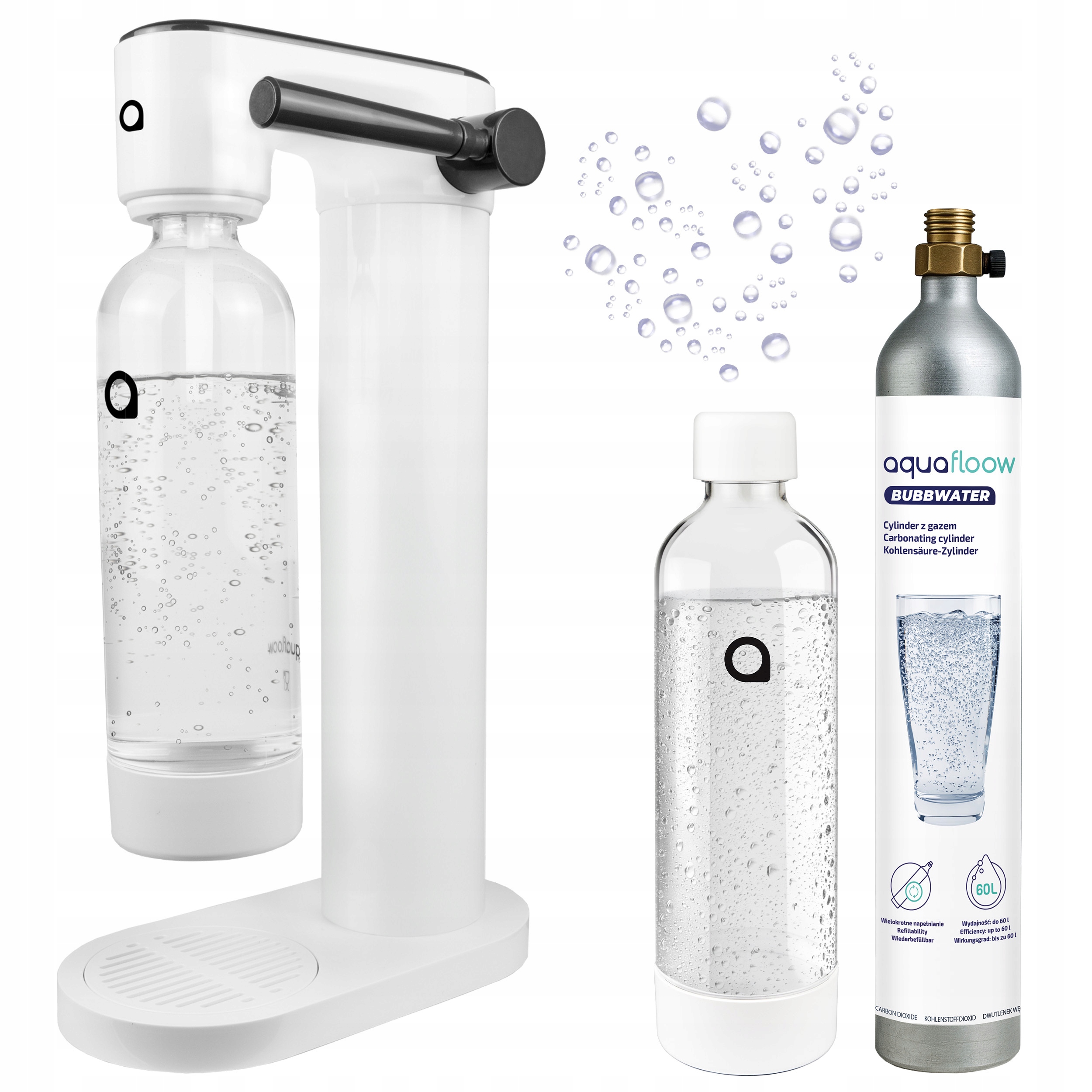 Výrobník Sody Pro Plynování Vody Aquafloow Cylinder CO2 Láhev Na Vodu Bez Bpa