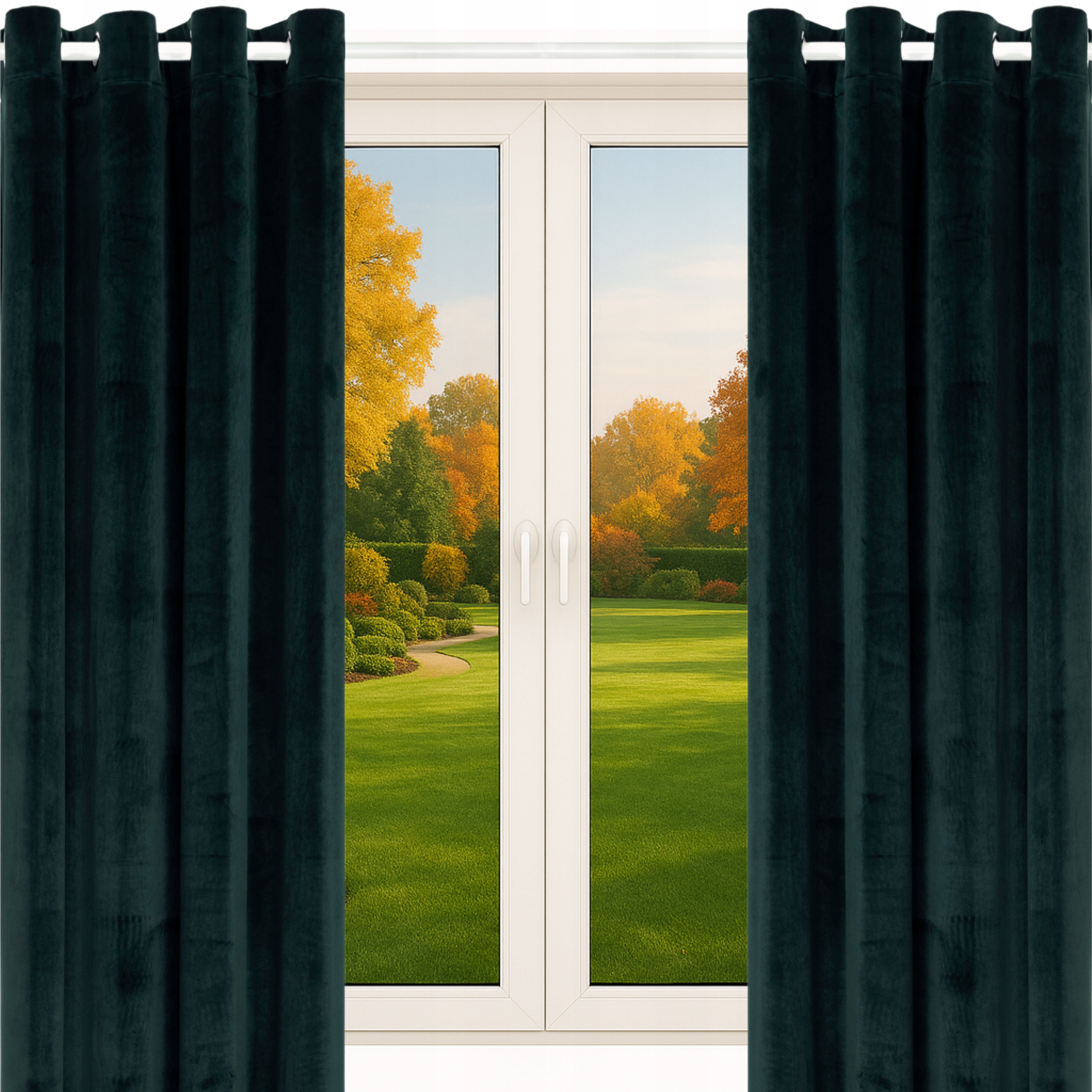 Velurové Záclony Na Průchodkách 140x230 Lahvová Zeleň 2 Kusy Velur