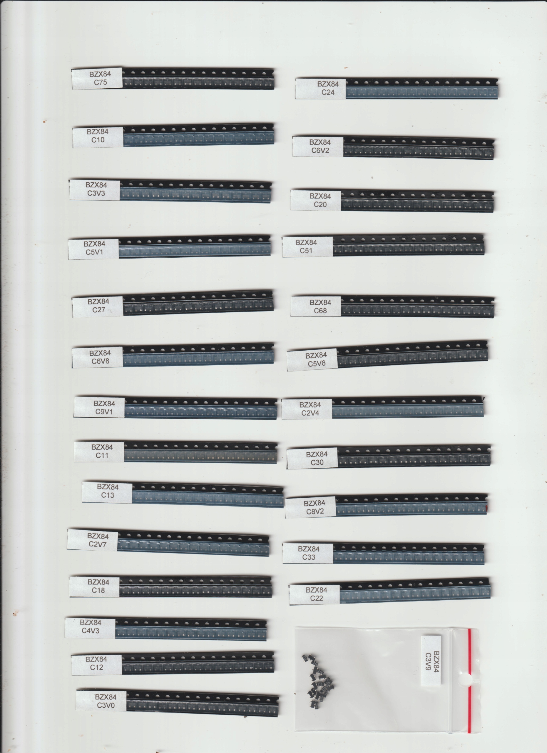[500szt] Zestaw Diod Zenera Smd SOT-23 25x20szt