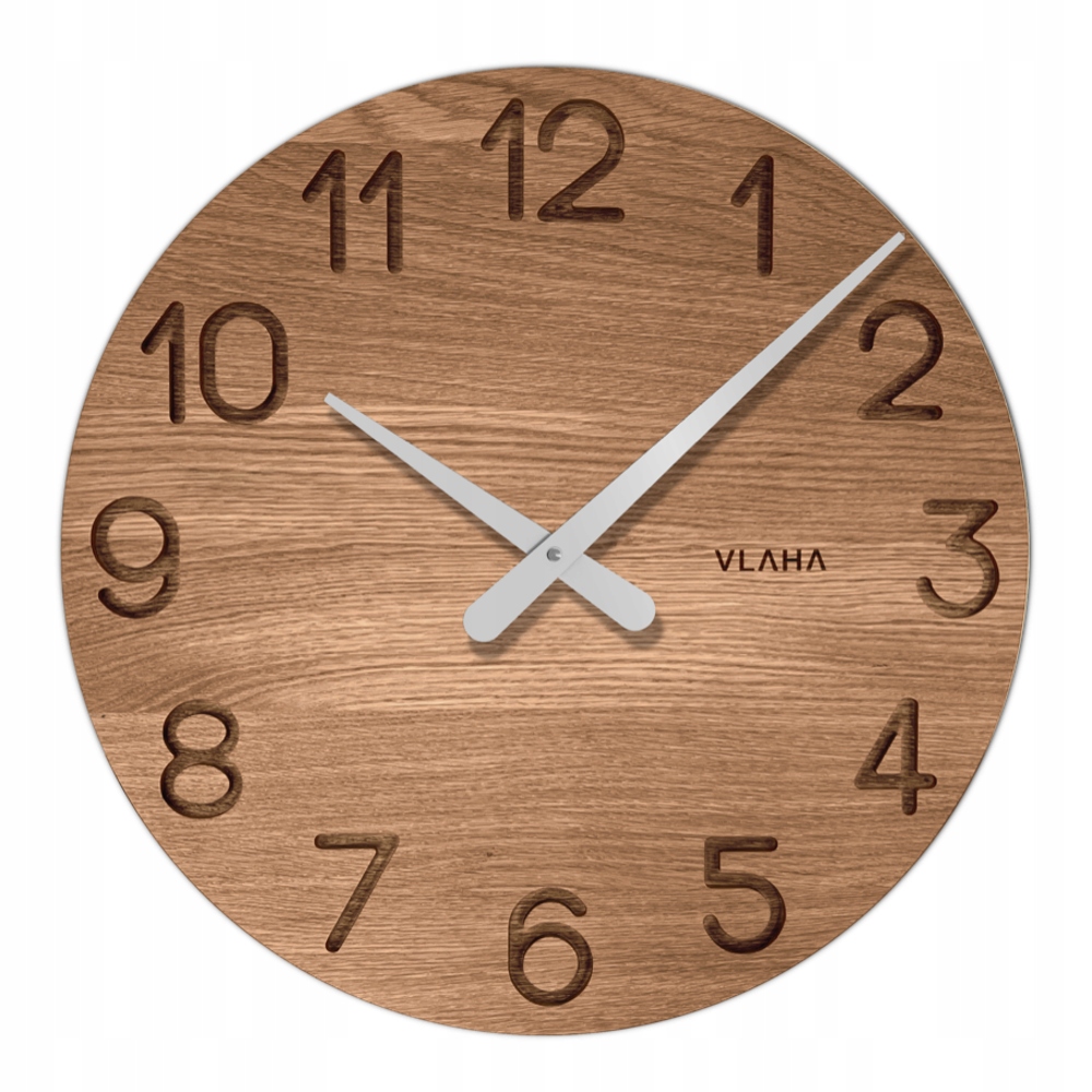 Dubové hodiny Vlaha strieborné ručičky, VCT1131, 45cm