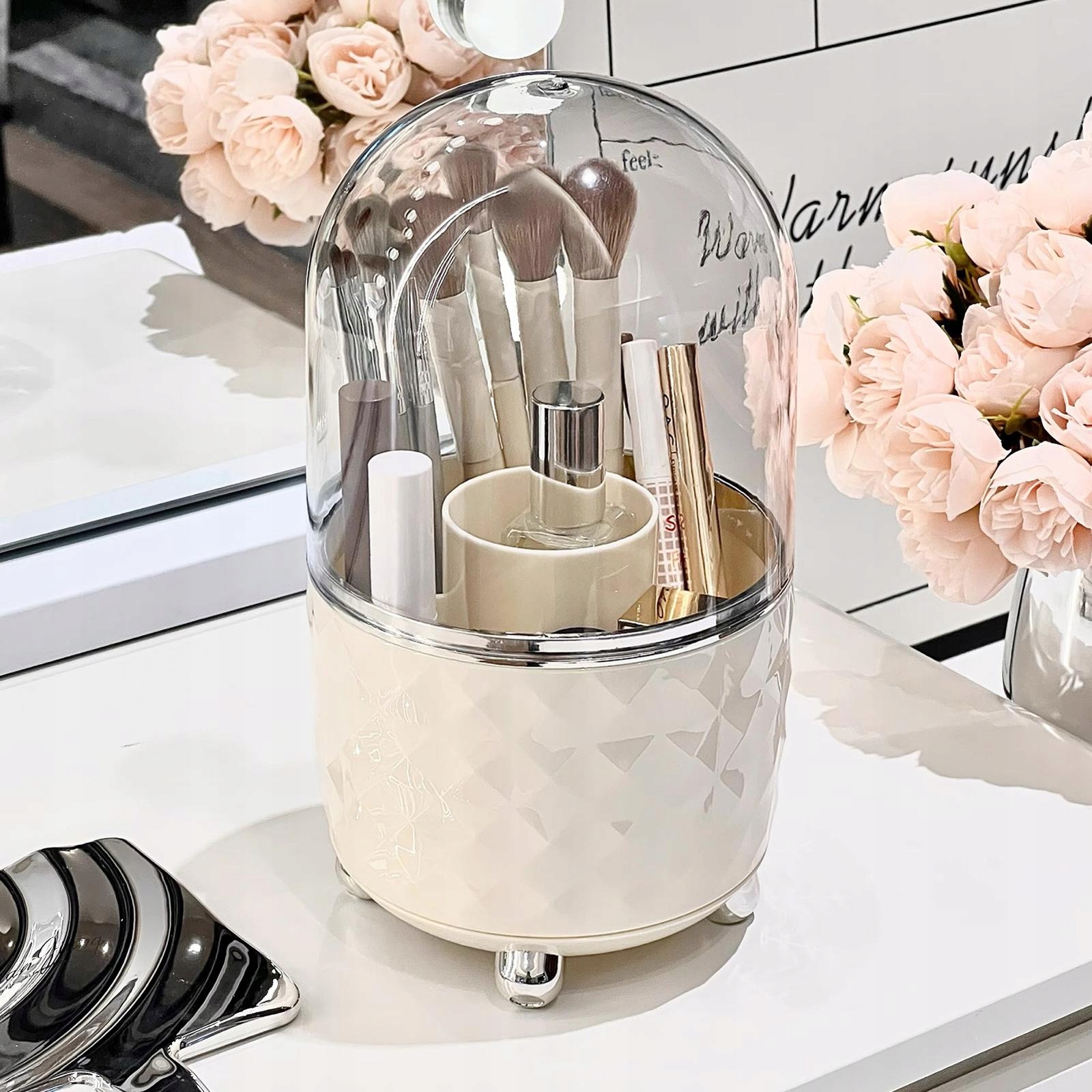 Organizer OBROTOWY PĘDZLE Kosmetyki Higieniczny AESTHETIC Kremowy 360° Kod producenta Na Kosmetyki